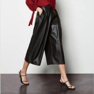 KAREN MILLEN Faux Leather Culottes Black